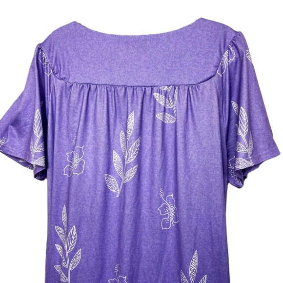 Hawaiian Style Purple Floral MuMu Dress Robe UDFORSK  XL EUC - Picture 5 of 9